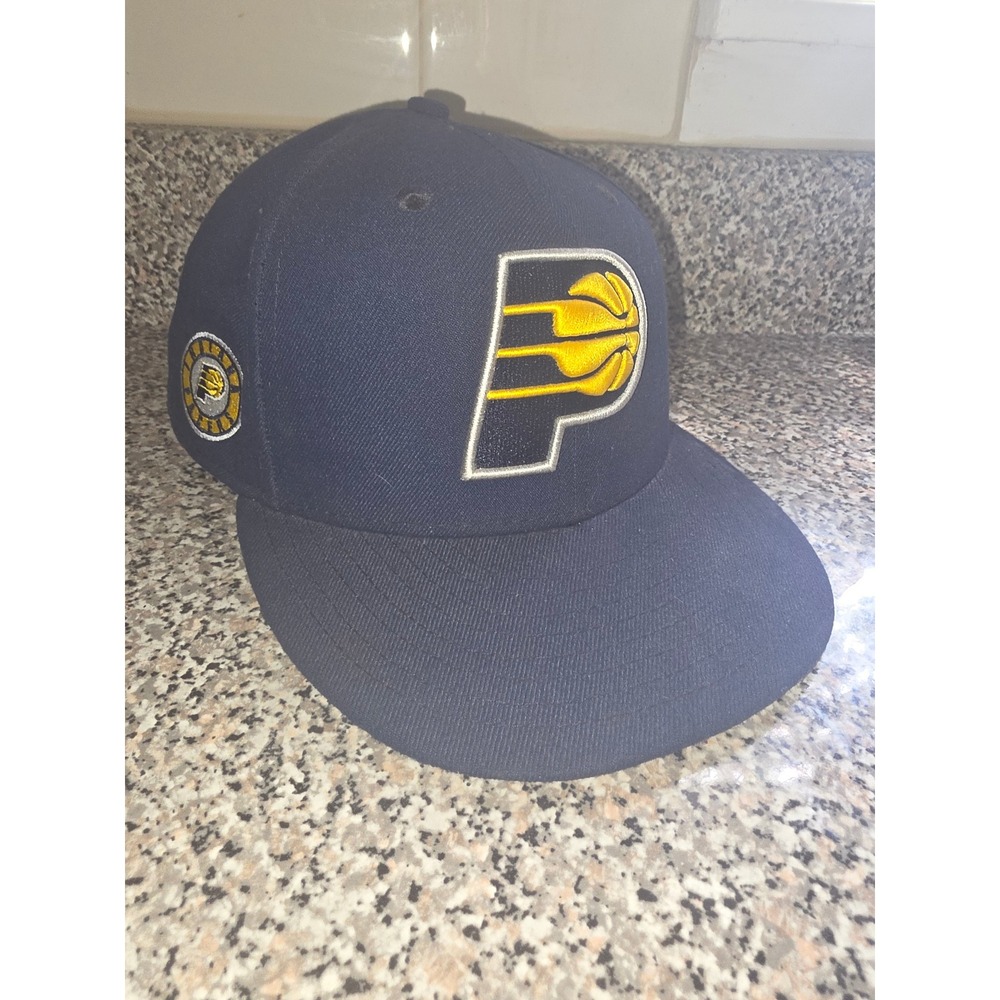 New Era Indiana Pacers Hat Mens 7 1/4 Navy Blue Excellent 59FIFTY Fitted NBA Cap